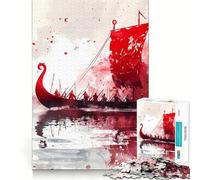 Puzzle Viking Longship pour Adultes,1000 pièces,Jeu Stimulant l'esprit,Format Uniforme,pièces précises,idéal pour Les Voyages (38x52cm)