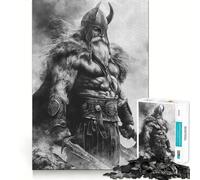 Puzzle Viking sur Le Champ de Bataille 1000 pièces Jeu de développement cognitif Surface Lisse sans bavures Activité relaxante en Groupe à l'intérieur (50x75cm)