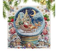 Puzzle Village des Neiges du Père Noël - Difficile, Puzzles Boule de, Puzzles Boule de de Noël | Activités colorées de réunion de Famille pour Les fêtes de Fin d’année