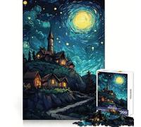 Puzzle Village Nocturne sous Un Ciel étoilé pour Adolescents, 1000 pièces, Jeu Intelligent, Moment en Famille, Motif à Assembler, Cadeau du Père Noël (50x75cm)