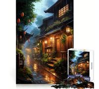 Puzzle Village Rain Street 1000 pièces pour Adultes pour développer Les capacités cognitives et se détendre Découpe précise Cadeau Festif (38x52cm)