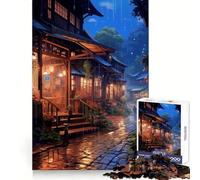 Puzzle Village Rain Street pour Adolescents, 1000 pièces, entraînement de la réflexion, Loisirs calmes, découpe Uniforme, Cadeau de Noël Unique (50x75cm)