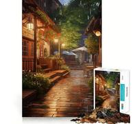Puzzle Village Rain Street pour Adultes,1000 pièces,Jeu de mémoire et de réflexion,découpe Fine,Finitions Haut de Gamme,Un Moyen captivant de Passer Le Temps (38x26cm)