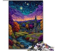 Puzzle Village sous Le Ciel Nocturne 1000 pièces pour Adolescents et Adultes, Cadeau Amusant et Anti-Stress pour Passer des Vacances à la Maison (50x75cm)