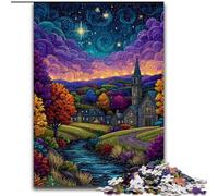 Puzzle Village sous Le Ciel Nocturne 1000 pièces pour Adultes et Adolescents, Jouet éducatif Amusant, Jeux familiaux, décoration d'intérieur Unique (26x38cm)
