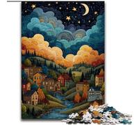 Puzzle Village sous Le Ciel Nocturne 1000 pièces pour Adultes, Jouet de Divertissement Familial idéal comme Cadeau pour Toute la Famille (50x75cm)