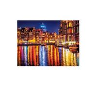 Puzzle Ville D Amsterdam Et Du Fleuve Amstel Vue De Nuit - 500 Pieces - Collection Paysage Pays-Bas - Hollande