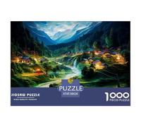Puzzle Ville de Montagne de Fantasy 1000 Pieces pour Adultes,Paysage Naturel Un Jeu De Dexérité Très Difficile Puzzle Éducatif Aux Défis 38x26cm/1000pcs