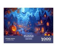 Puzzle Ville effrayante d'halloween Classiques Jouets Défi Gifts for Family Hanté Adulte 1000 Pièces Décoration Murale Adultes Et Enfants 70x50cm/1000pcs