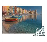 Puzzle Ville Portuaire européenne pour Adultes,1000pcs (75x50cm),Jeu Éducatif,décoration De La Maison,Eau Bleue Claire