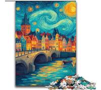 Puzzle Ville sous Le Ciel Nocturne pour Adolescents 2000 pièces, Jouet de Divertissement Familial idéal comme Cadeau pour Toute la Famille (70x100cm)