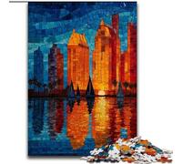 Puzzle Ville Vitrail 1000 pièces pour Adultes et Adolescents, Cadeau d'anniversaire pour Tuer Le Temps, décoration Murale pour 14 Ans et Plus (50x75cm)