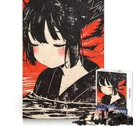 Puzzle Vintae Axolotl Fille Anime 1000 Pièces pour Adolescents Exercice Mental Apaisant Cadeau de Noël Idéal (50x75cm)