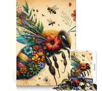Puzzle Vintage Abeille pour Adolescents 1000 pièces Intellect et adresse Tranquille Évasion Nettoyage Assemblage Cadeau de Noël (50x75cm)