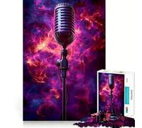 Puzzle Vintage avec Microphone dans la fumée,1000 pièces,Jeu cognitif Amusant,découpe de Haute précision,Cadeau Unique pour soulager Le Stress (38x52cm)