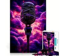 Puzzle Vintage avec Microphone fumé 1000 pièces pour Adolescents Stimule l'esprit Ajustement Parfait Loisirs captivants pour des Moments de détente à la Maison (38x52cm)