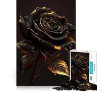 Puzzle Vintage Black Rose 1000 pièces Jeu de Concentration cérébrale Découpe Experte Artisanat Fascinant Passe-Temps captivant pour Les Moments de détente (38x26cm)