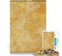Puzzle Vintage Carte du Monde Ancien 1000 pièces, Jeu d'éveil et de réflexion, pièce de Collection découpée avec précision (38x52cm)