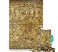 Puzzle Vintage Carte du Monde Ancien pour Adolescents, 1000 pièces, Stimulation de la mémoire, Jeu d'intérieur, Cadeau de Noël (38x52cm)