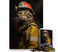Puzzle Vintage Chat Pompier 1000 pièces pour Adolescents Stimulation cérébrale Évasion paisible Assemblage Solide Joyeux Noël (50x75cm)