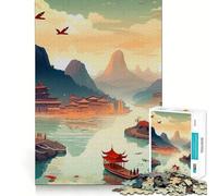 Puzzle Vintage Chinois de 1000 pièces représentant Un Paysage pour Adolescents Jeu de mémoire et Système d'emboîtement précis,sans pièces détachées Idéal pour Les Petits
