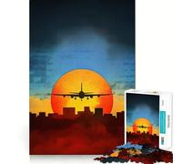 Puzzle Vintage Coucher de Soleil sur Un Avion Vintage 1000 pièces,Jeu de Concentration mentale,découpe de précision,Bords Lisses,Jeu de Construction de Liens significatifs (38x52cm)