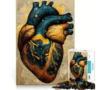 Puzzle Vintage d'art Anatomique du cœur pour Adultes 1000 pièces Jeu de mémoire et de réflexion Découpe Fine Finition Premium Un Moyen captivant de Passer Le Temps (50x75cm)