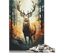 Puzzle Vintage de 1 000 pièces représentant Un cerf Peint pour Adultes. PaperPuzzles. Exercice cérébral, Jeu, Divertissement, Cadeaux, activité familiale (75 x 50 cm).