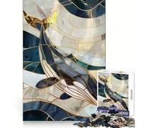 Puzzle Vintage de 1000 pièces Baleine et Poisson Or pour Adultes Stimule la mémoire, détente et qualité de découpe Cadeau mémorable (38x52cm)