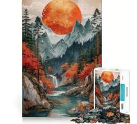 Puzzle Vintage de 1000 pièces Coucher de Soleil sur la Montagne pour Adolescents, 1000 pièces, Jeu de logique Fine, Doux et Relaxant, Bords Nets, Cadeau de qualité supérieure (38x26cm)