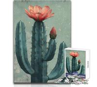 Puzzle Vintage de 1000 pièces en Forme de Fleur de Cactus pour Adultes, Un Jeu Stimulant et éducatif Qui fera Plaisir à Coup sûr ! Dimensions 50x75 cm
