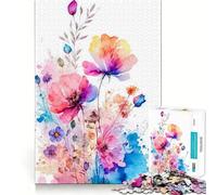 Puzzle Vintage de 1000 pièces Fleurs à l'aquarelle pour Adultes Souvenirs Amusants,Assemblage Solide et sécurisé,activité familiale idéale pour Les soirées (50x75cm)