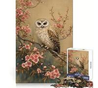 Puzzle Vintage de 1000 pièces Hibou Parmi Les cerisiers en Fleurs (38x26cm) Jeu intellectuel pour Adolescents Cadeau élégant et de qualité pour Toute la Famille