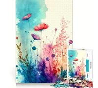 Puzzle Vintage de 1000 pièces pour Adultes,Motif Fleurs Aquarelle,défi intellectuel,découpe Nette,alignement Parfait,activité Amusante en Famille Le Soir (50x75cm)