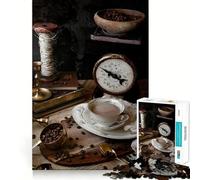 Puzzle Vintage de 1000 pièces représentant des Adolescents dans Une Nature Morte Autour d'un café Jeu de mémoire et de renforcement Mental Système de Verrouillage sécurisé,Aucune pièce ne se détache