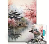 Puzzle Vintage de 1000 pièces représentant des paysages asiatiques Jeu de développement cognitif Surface Lisse sans bavures Activité relaxante en Groupe à l'intérieur (38x26cm)