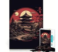 Puzzle Vintage de 1000 pièces représentant des paysages du Japon Jeu de réflexion et d'adresse Assemblage Stable,pièces Qui ne bougent Pas Un Passe-Temps agréable pour Les Longs Week-Ends (38x26cm)