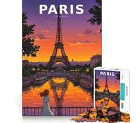 Puzzle Vintage de 1000 pièces représentant la Skyline de Paris avec la Tour Eiffel,inspiré des animés d'anime Jeu de mémoire et de réflexion Découpe Fine,Finitions Haut de Gamme Un Moyen captivant