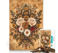 Puzzle Vintage de 1000 pièces représentant Un Bouquet de Fleurs Jeu de Concentration mentale Découpe de précision Bords Lisses Jeu de Construction de Liens significatifs (50x75cm)