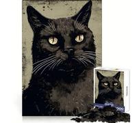 Puzzle Vintage de 1000 pièces représentant Un Chat Noir, idéal pour Les Adolescents stimule la mémoire, apaise l'esprit, Amusant et Original (50x75cm)