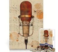 Puzzle Vintage de 1000 pièces représentant Un Microphone, idéal pour Adultes, Stimulant la logique et offrant Un Assemblage précis Cadeau Parfait pour Noël (38x52cm)