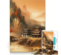 Puzzle Vintage de 1000 pièces représentant Un Paysage Chinois,idéal pour Les Adolescents Pièces Parfaitement emboîtables,sans espaces,pour Une activité Amusante en Famille Le Soir (38x26cm)