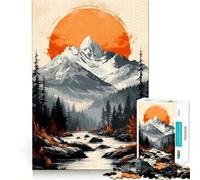Puzzle Vintage de 1000 pièces représentant Un Paysage de Coucher de Soleil sur Une Montagne Jeu,Assemblage Stable,pièces Qui ne bougent Pas Un Passe-Temps agréable pour Les Longs Week-Ends