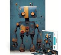 Puzzle Vintage de 1000 pièces représentant Un Robot Bleu et Jaune,idéal pour Les Adolescents Jeu de réflexion Amusant et Stimulant Taille Uniforme,pièces précises,activité relaxante à Faire en Groupe