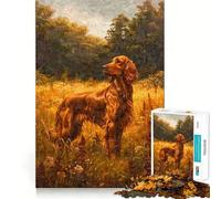 Puzzle Vintage de 1000 pièces représentant Un Setter Irlandais,idéal pour Les Adolescents Activité ludique et stimulante pour développer la réflexion Taille Uniforme,pièces précises,détente Garantie