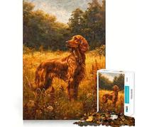 Puzzle Vintage de 1000 pièces représentant Un Setter Irlandais,idéal pour Les Adolescents Jeu de mémoire Amusant,Facile à Assembler et Relaxant,Parfait pour Une activité de Groupe relaxante