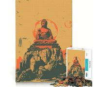 Puzzle Vintage de 1000 pièces représentant Une Affiche de Bouddha Jeu Amusant et sans bavures Pièces nettes et découpées Format Voyage (50x75cm)