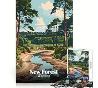 Puzzle Vintage de 1000 pièces représentant Une Affiche de la Nouvelle Forêt d'Angleterre, idéal pour Adultes Jeu intellectuel, Anti-Stress, découpe précise, Cadeau Parfait (38x26cm)