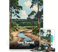 Puzzle Vintage de 1000 pièces représentant Une Affiche de la Nouvelle Forêt d'Angleterre, idéal pour Adultes Jeu intellectuel, Anti-Stress, découpe précise, Cadeau Parfait (38x26cm)