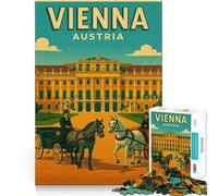 Puzzle Vintage de 1000 pièces représentant Une Affiche de Voyage de Vienne,en Autriche Jeu de mémoire et de réflexion,découpé au Laser pour Un Assemblage Parfait Cadeau Unique pour soulager Le Stress